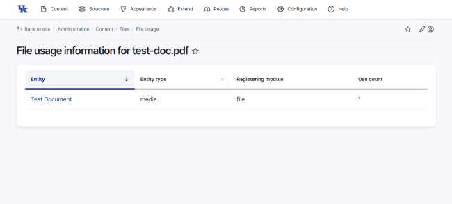 Screenshot of the file usage view.